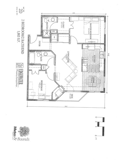 Floor plan for 2 beds, 2 baths, 1083 sqft